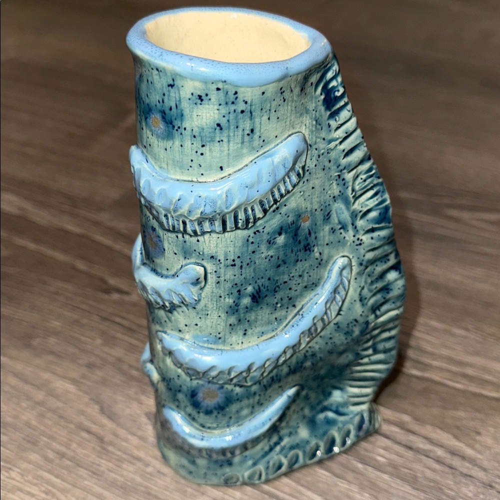 Artisan Coastal Pottery Vase with Fish-like Accents- signed “hBishop” - Picture 10 of 16